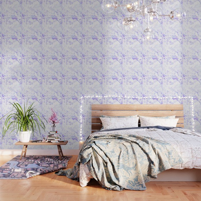 Pastel Marble Purple Blue Glitter Wallpaper By Naturemagick Society6