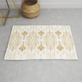 Lily Lake - Retro Floral Pattern Beige Gold Area & Throw Rug
