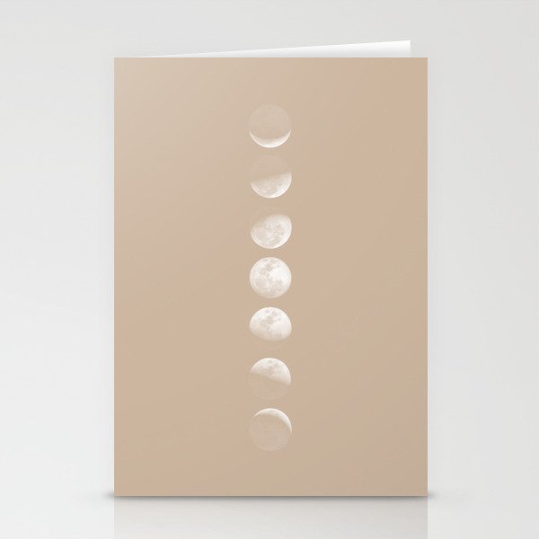 Moon Phases in Peach Stationery Cards