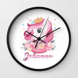 Johanna Name Unicorn, Birthday Gift for Unicorn Princess Wall Clock