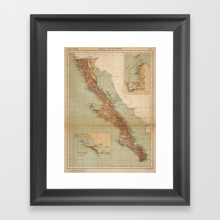 Vintage Map of Baja California (1922) Framed Art Print