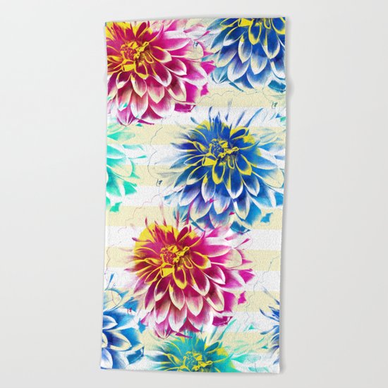 Colorful Dahlias Beach Towel