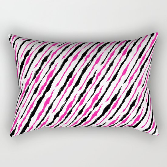 Pink and Black Pattern Rectangular Pillow