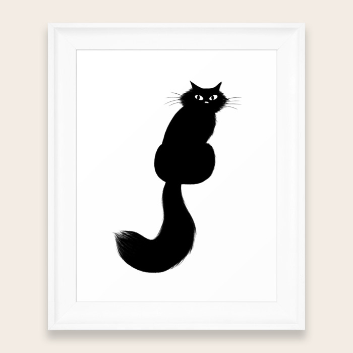 Longhaired Black Cat Framed Art Print By Mylifeisacartoon Society6
