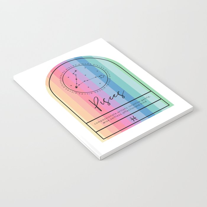 Pisces Zodiac | Rainbow Stripe Notebook