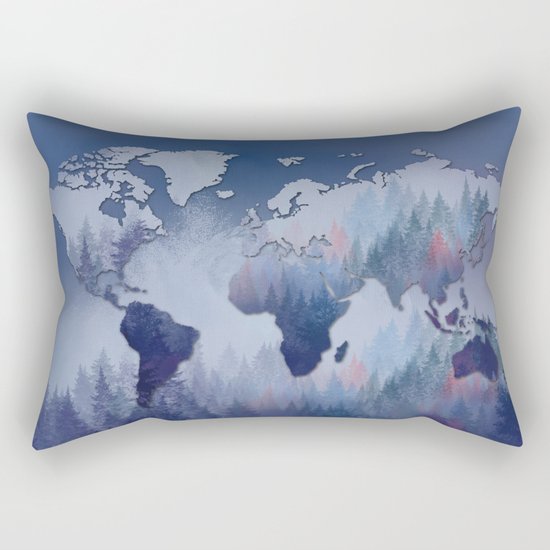 world map forest 5 Rectangular Pillow