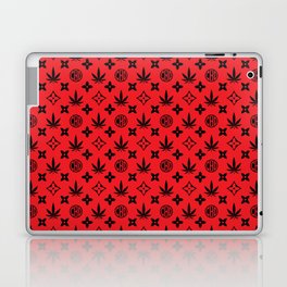 Red Marijuana tile pattern. Digital Illustration background Laptop Skin