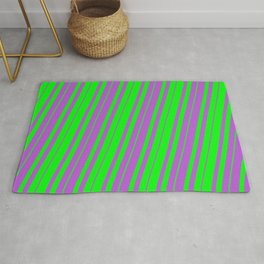 [ Thumbnail: Lime & Orchid Colored Lines Pattern Rug ]
