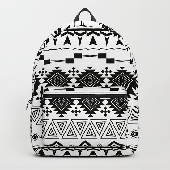Aztec black white pattern. Backpack
