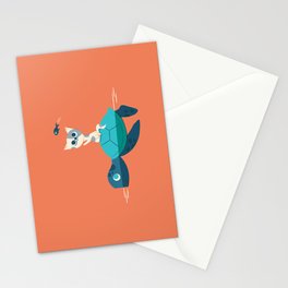 Cat on a Turtle Stationery Card