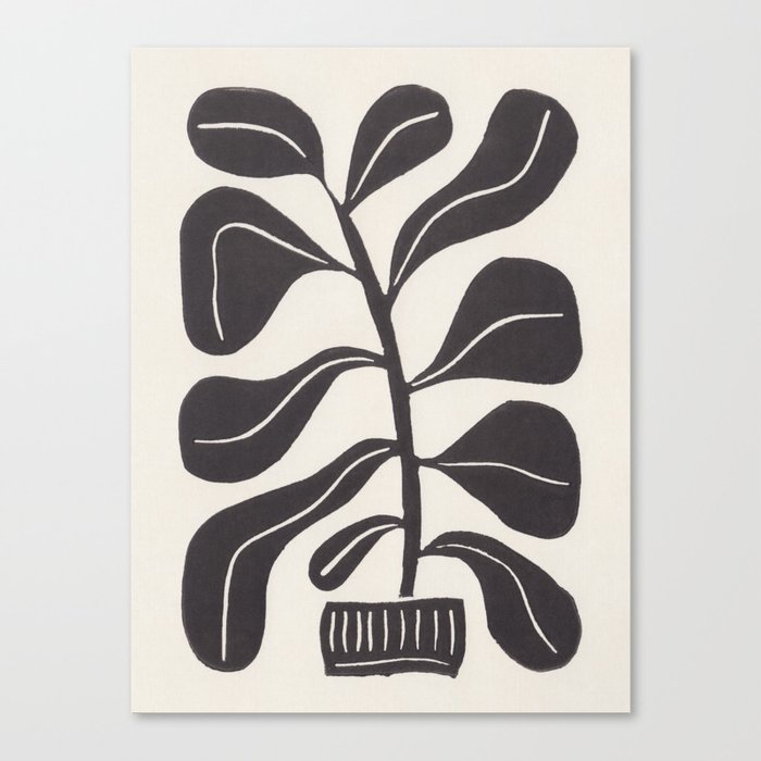 Linocut Houseplant #4 Canvas Print