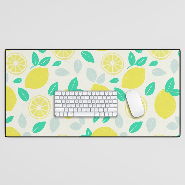Summer Lemon Pattern Desk Mat