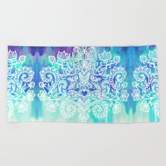 Indigo & Aqua Abstract - doodle painting Beach Towel
