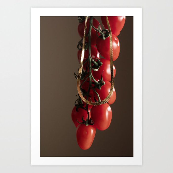 Necklace on tomatoes Art Print