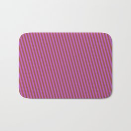 [ Thumbnail: Sienna & Orchid Colored Pattern of Stripes Bath Mat ]