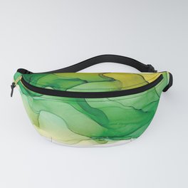 Yellow Green Blue 522 Abstract Modern Alcohol Ink Painting by Herzart Fanny Pack