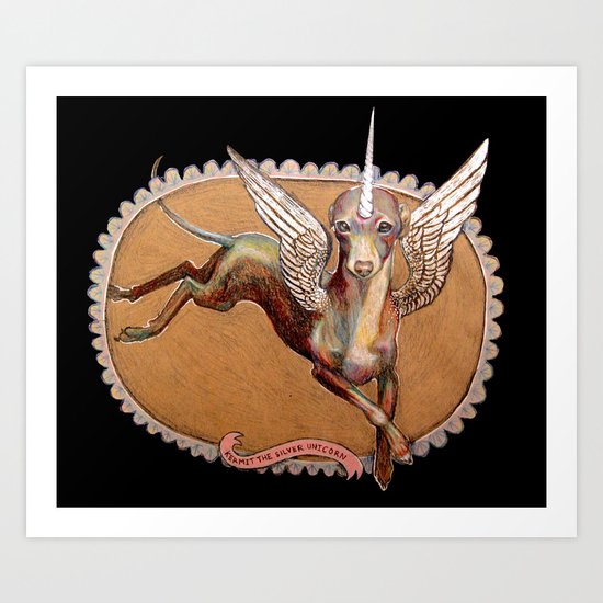 Kermit the Silver Unicorn Art Print