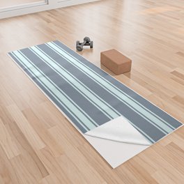 [ Thumbnail: Light Slate Gray & Light Cyan Colored Lines/Stripes Pattern Yoga Towel ]