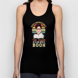 Retro Power Of Girl With A Book Reading Bookworm Unisex Tank Top