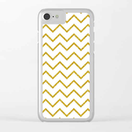 Gold glitter chevron on white - Luxury pattern Clear iPhone Case