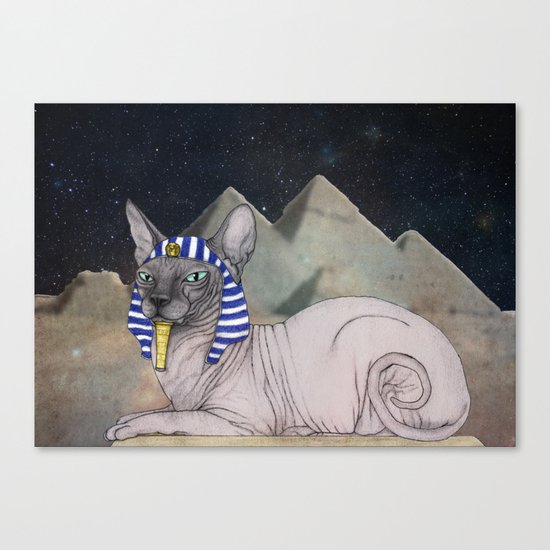 Sphynx Cat (space bg) Canvas Print