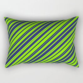 [ Thumbnail: Chartreuse & Midnight Blue Colored Striped/Lined Pattern Rectangular Pillow ]