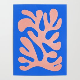 Rose Bud & Azure Blue: Matisse Paper Cutouts 02 Poster | Vintage, Paper, Modern, Mid Century, Pop, Retro, Matisse, Art, French, Blue 