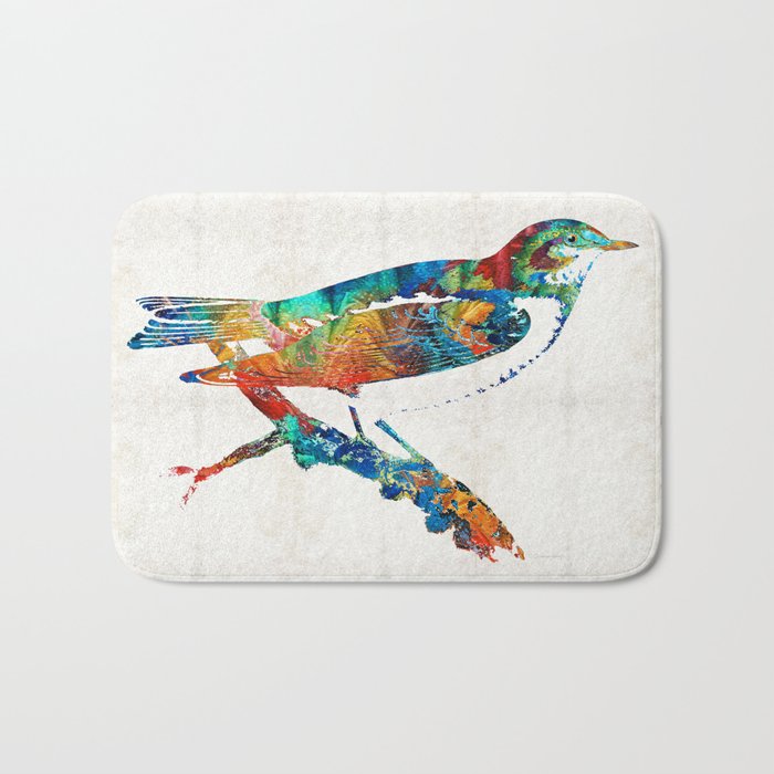 Colorful Bird Art - Sweet Song - By Sharon Cummings Bath Mat