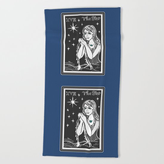 The Star Tarot Card Illustration Beach Towel By Artistabigail