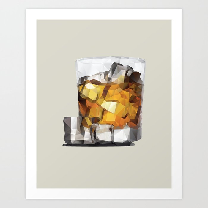Whiskey on the Rocks Polygon Art Art Print