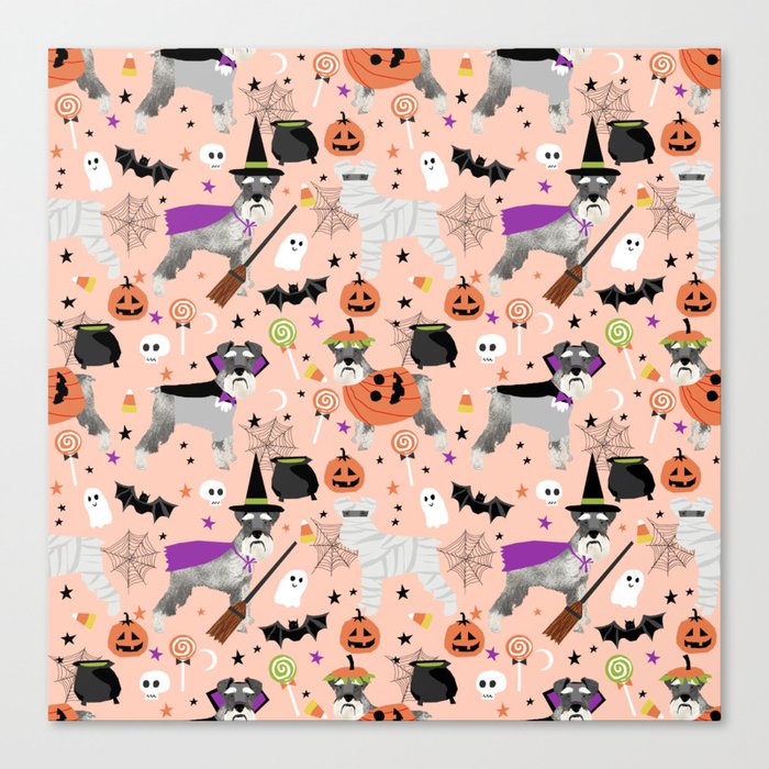 Schnauzer dog breed halloween costumes cute dog gift for fall autumn Canvas Print