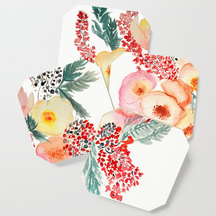 handmade watercolor bloom composition  Coaster