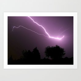 Purple Lightning Night Sky Art Print