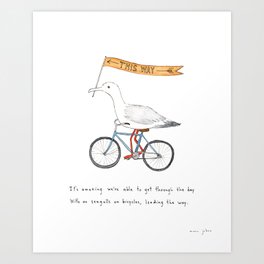 seagulls on bicycles Art Print