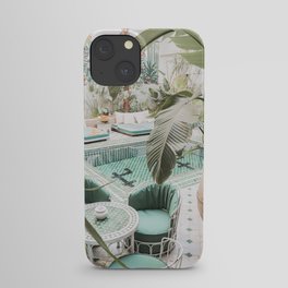 Travel Photography Art Print | Tropical Plant Leaves In Marrakech Photo | Green Pool Interior Design iPhone Case