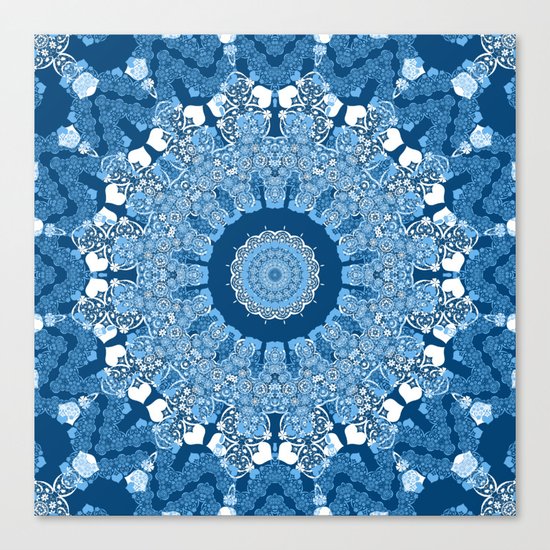 White blue kaleidoscope . Canvas Print