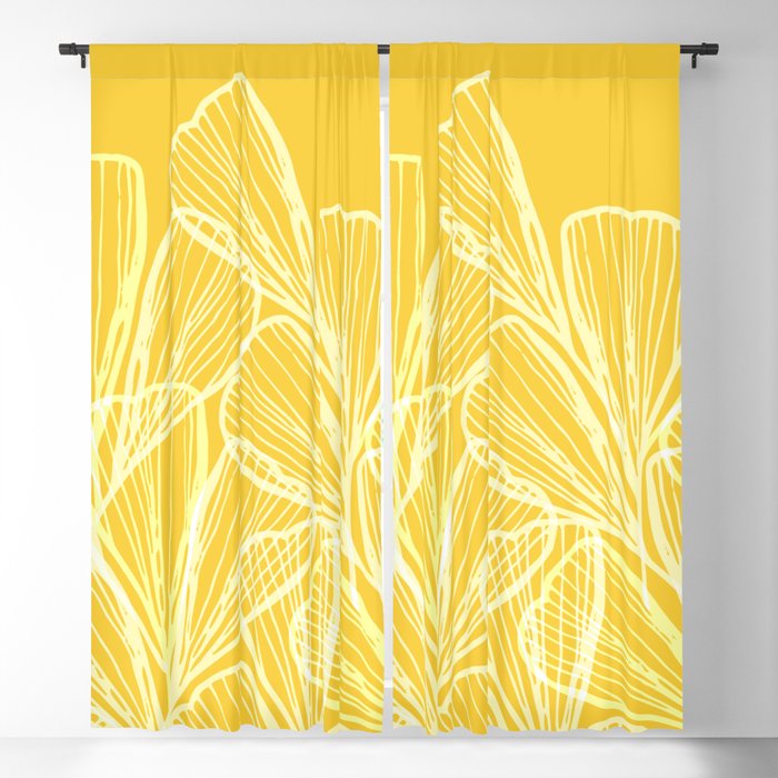 Golden Yellow Abstract Garden Blackout Curtain