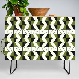 Whale Song Midcentury Modern Arcs Abstract Greenery Credenza
