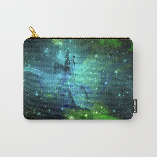 Blue Green Floral Space Explosion Carry-All Pouch
