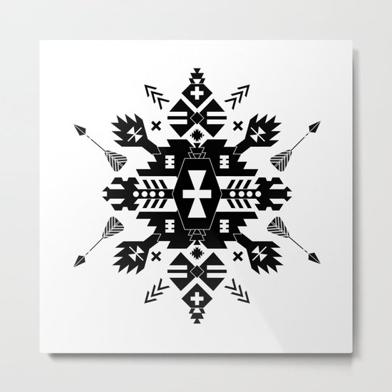 Tribal Black and White Metal Print