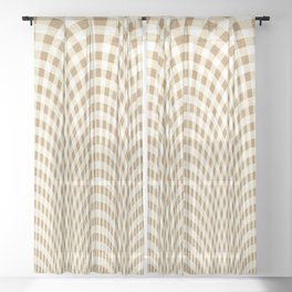 Beige and white curved squares Sheer Curtain