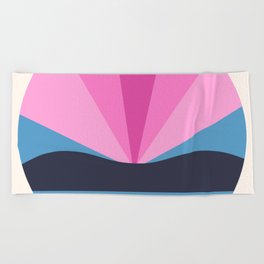 LightCoverSun V - Colorful Sunset Retro Abstract Geometric Minimalistic Design Pattern Beach Towel