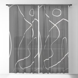 Abstract Shapes Black and White Sketch Sheer Curtain