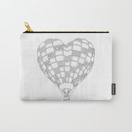 Heart Hot Air Balloon, Adult Coloring Illustration Carry-All Pouch | Adultcoloringpage, Romanticcouple, Anniversarygift, Intricatepatterns, Heartballoons, Blackandwhite, Drawing, Partyballoon, Patterndrawing, Coupleinlove 
