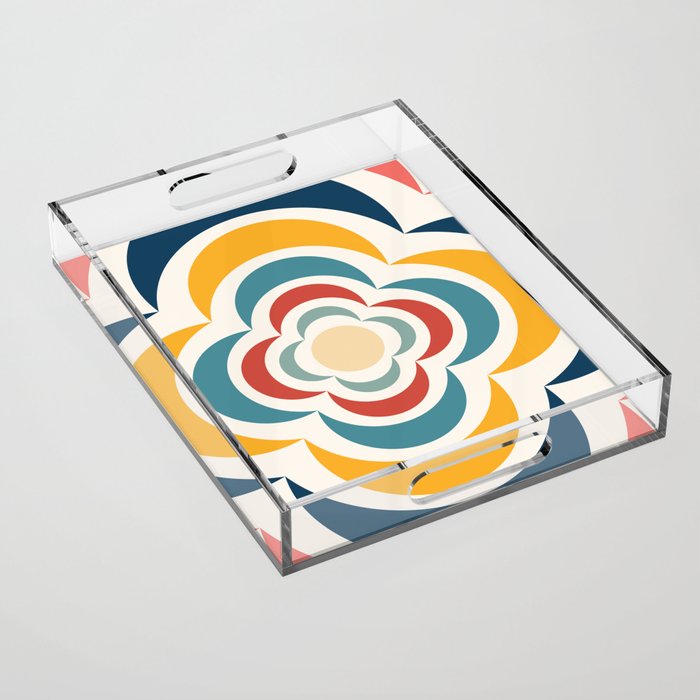 Floral Abstract Shapes 14 in Summer Shades Acrylic Tray