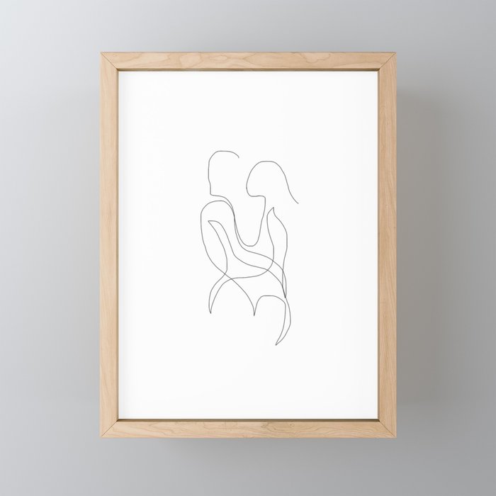 Embrace (one-line) Framed Mini Art Print
