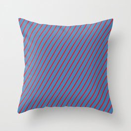 [ Thumbnail: Red and Blue Colored Lines/Stripes Pattern Throw Pillow ]