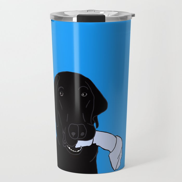 Black Lab With A Bone Travel Mug | Drawing, Digital, Black-lab, Labrador, Black-labrador, Dog, Gifts, Happy-dog, Labrador-retriever, Retriever