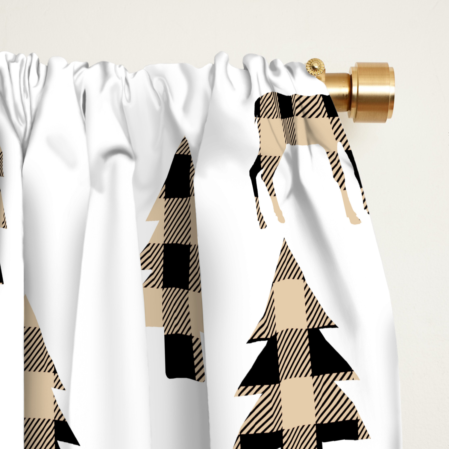 Woodland Pattern Brown Buffalo Plaid Blackout Curtain By Jsdavies