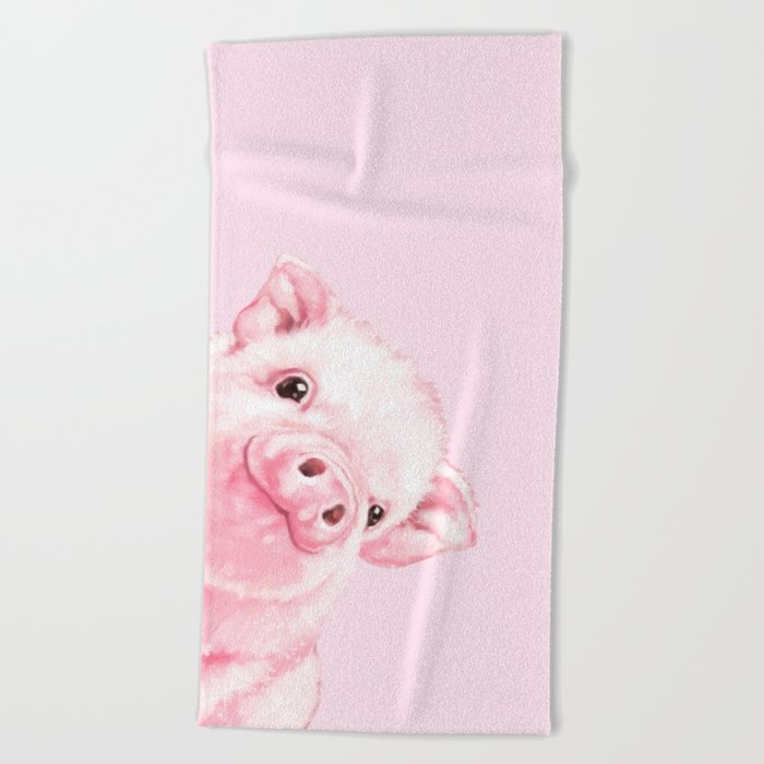 Sneaky Baby Pink Pig Beach Towel
